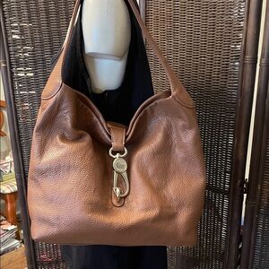 Dooney & Bourke Brown Leather Shoulder Bag with Gold Hardware